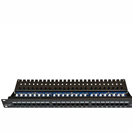 Patch panel LEXI-Net UTP cat.5e 24p. (horní zářez - "KRONE") - black