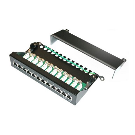 XtendLan Patch panel 10", 12 portů, 1U, Cat5e, STP, LSA, s krytem, černý