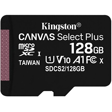 Kingston paměťová karta 128GB Canvas Select Plus microSDXC 100R A1 C10 Card