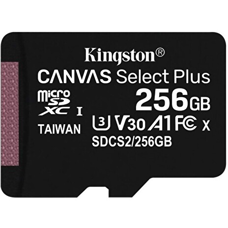 Kingston paměťová karta 256GB Canvas Select Plus microSDHC 100R A1 C10 Card