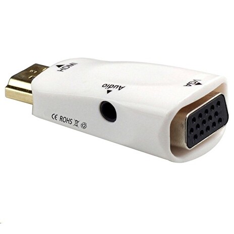 PremiumCord převodník HDMI na VGA + audio, bílý