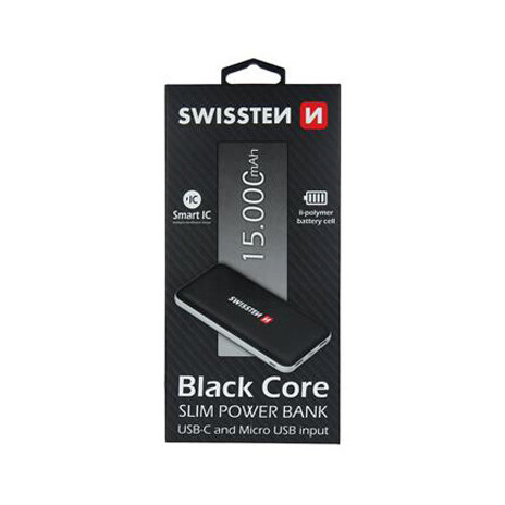 PowerBank SWISSTEN BLACK CORE SLIM 15000mAh