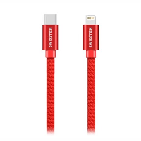 Swissten Datový Kabel Textile USB-C / Lightning 1,2 M Červený