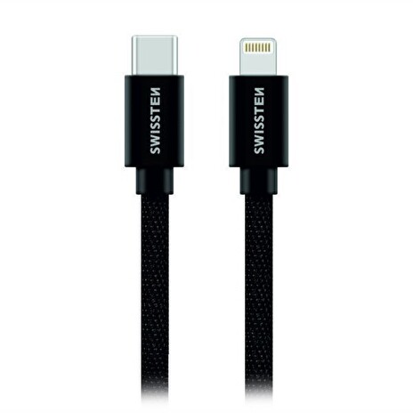 Swissten Datový Kabel Textile USB-C / Lightning Mfi 1,2 M Černý