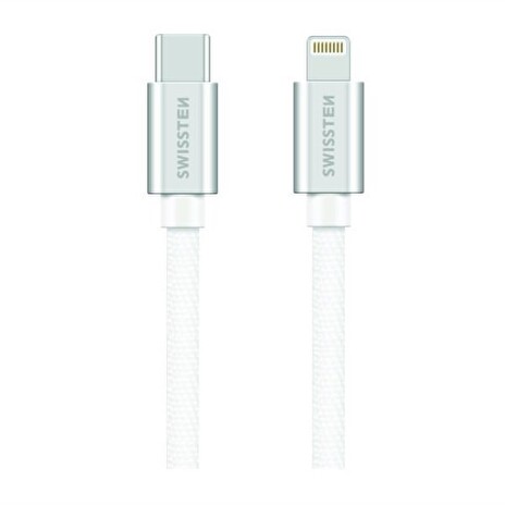 Swissten Datový Kabel Textile USB-C / Lightning Mfi 1,2 M Stříbrný