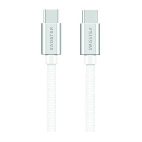 Swissten Datový Kabel Textile USB-C / USB-C 1,2 M Stříbrný