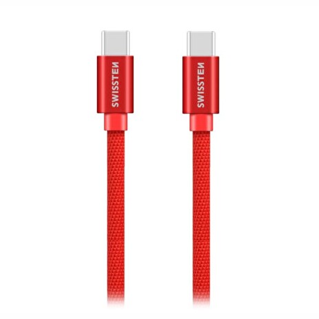 Swissten Datový Kabel Textile USB-C / USB-C 1,2 M Červený