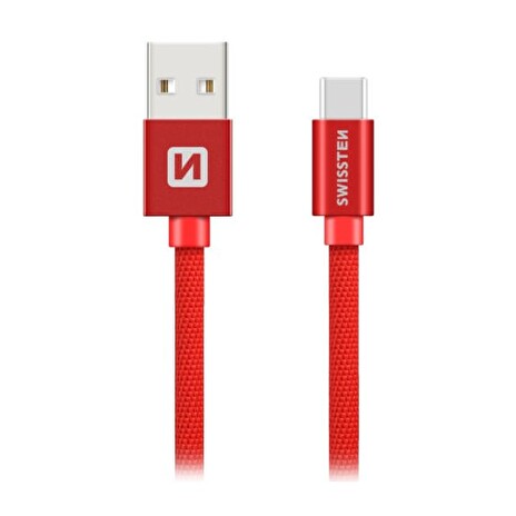 Swissten Datový Kabel Textile Usb / Usb-C 2,0 M Červený