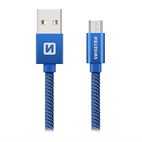 Swissten Datový Kabel Textile Usb / Micro Usb 2,0 M Modrý