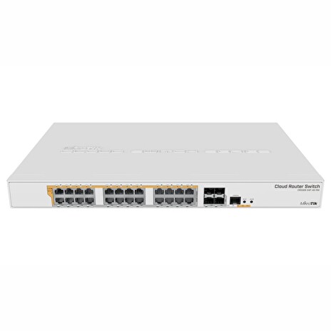 MikroTik Cloud Router Switch CRS328-24P-4S+RM, 800MHz CPU, 512MB, 24xGLAN, 4xSFP+cage, ROS L5, PSU,1U Rackmount