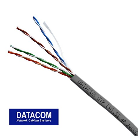 DATACOM UTP flex, Cat.5e PVC,šedý, 100m, lanko