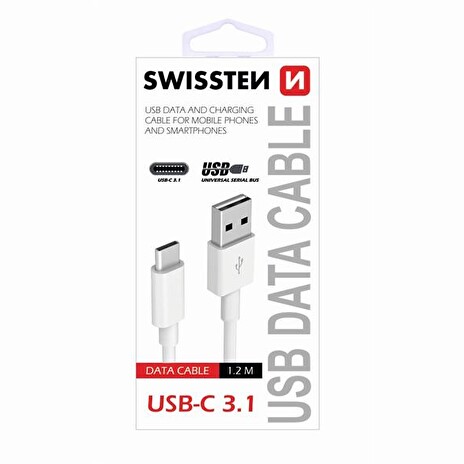 SWISSTEN DATA CABLE USB / USB-C 3.1 1,5M WHITE (7mm)