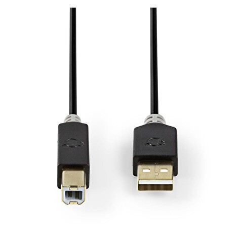 Nedis CCBW60100AT20 - USB 2.0 kabel | A Zástrčka - B Zástrčka | 2 m | Antracit