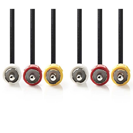Nedis CVGP24300BK20 - Kompozitní Videokabel | 3x RCA Zástrčka - 3x RCA Zástrčka | 2 m | Černá barva