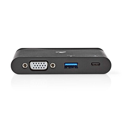 Nedis TCARF220BK - Počítačový Rozbočovač | USB Type-C | USB-C / USB 3.0 / VGA | Power Delivery: 100 W | Černá barva