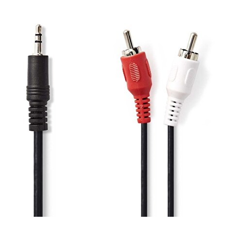 Nedis CAGB22200BK15 - Stereofonní Audio Kabel | 3,5mm Zástrčka - 2x RCA Zástrčka | 1,5 m | Černá barva