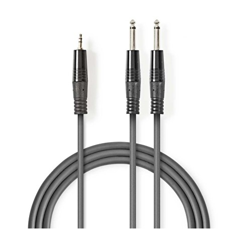 Nedis COTH23200GY50 - Stereofonní Audio Kabel | 2x 6,35mm Zástrčka – 3,5mm Zástrčka | 5 m | Šedá barva