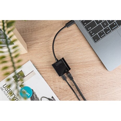 DIGITUS Gigabitový ethernetový adaptér USB typu C + PD s funkcí napájení