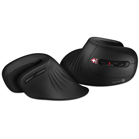 CONNECT IT FOR HEALTH ErgoMax ergonomická vertikální myš, (+ 1x AA baterie zdarma), bezdrátová, ČERNÁ