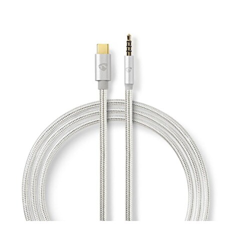 Nedis CCTB65940AL10 - USB-C Sluchátkový Kabel s Adaptérem | USB-C Zástrčka – 3,5 mm Zástrčka | 1 m | Hliníkový