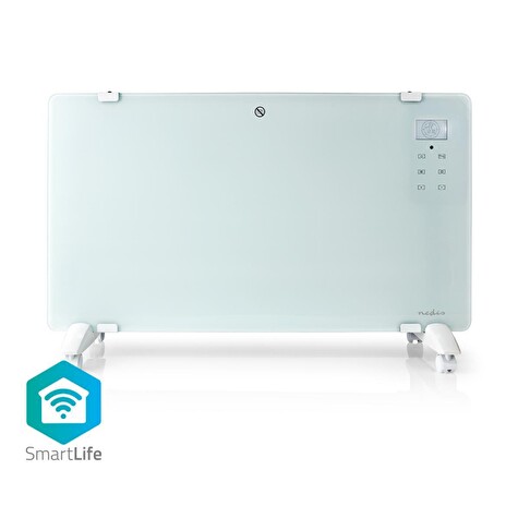 Nedis WIFIHTPL20FWT - Chytré Wi-Fi Konvekční Topné Těleso | Termostat | Skleněný Přední Panel | 2 000 W | Bílé