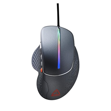 CANYON herní myš APSTAR, 6 programovatelných tlačítek, senzor Sunplus, až 6400 DPI, opletený kabel,RGB podsvícení, šedá