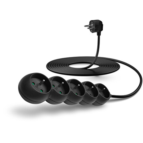 CONNECT IT prodlužovací kabel 230 V, 5 zásuvek, 2 m, bez vypínače (černý)