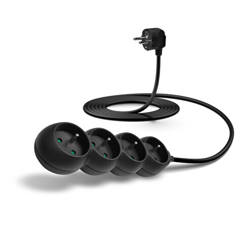 CONNECT IT prodlužovací kabel 230 V, 4 zásuvky, 3 m, bez vypínače (černý)