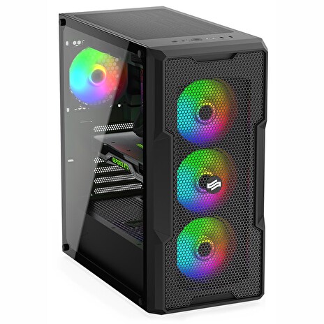 SilentiumPC skříň MidT Regnum RG6V EVO TG ARGB / 2x USB 3.0 / 4x 120mm ARGB fan / tvrzené sklo / černá