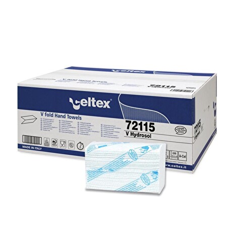 Ručníky Celtex V Hydrosol papírové splachovatelné 2550 ks, 3vrstvé, bílé s modrými tečkami
