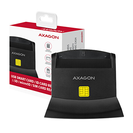 AXAGON CRE-SM2, USB-A StandReader 4-slot čtečka Smart card (eObčanka) + SD/microSD/SIM, kabel 1.3 m