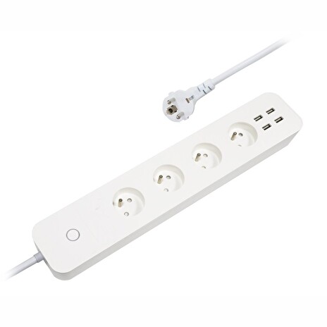 IMMAX NEO LITE SMART chytrý prodlužovací přívod/ 4x FR zásuvka/ 4x USB/ krytí IP20/ Wi-Fi/ 1,5 m/ bílý/ TUYA