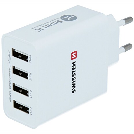 Swissten Síťový Adaptér Smart Ic 4X Usb 5A Power Bílý