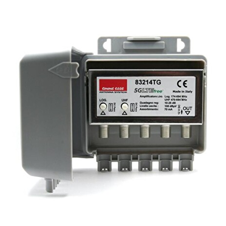 Anténní předzesilovač Emme Esse 83214TG, na stožár, filtr 5G, 1xlog(DAB+UHF) G25dB, 1xUHF G25dB