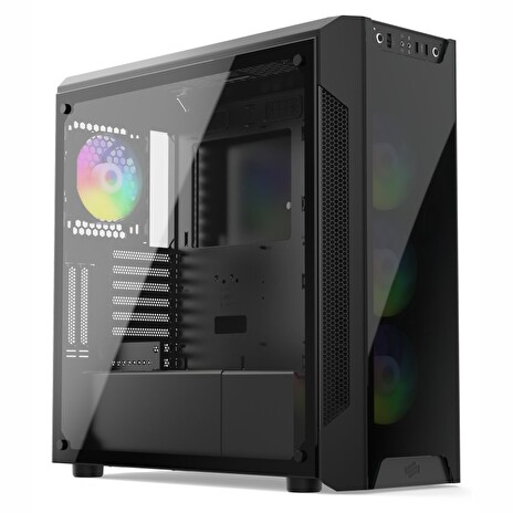 SilentiumPC skříň MidT Armis AR7X EVO TG ARGB / 2x USB 3.0 / 4x 120 mm fan / tvrzené sklo / A-RGB podsvícení / černá