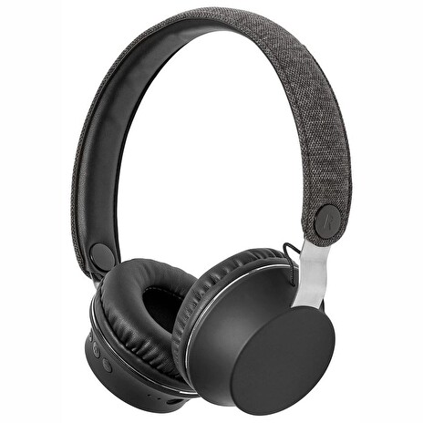 NEDIS sluchátka s látkovým povrchem/ vestavěný mikrofon/ na uši/ bezdrátová/ Bluetooth v5.0/ výdrž 18h/ antracit-černé