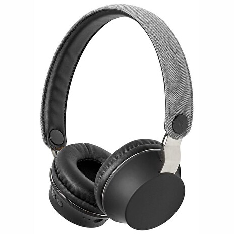 NEDIS sluchátka s látkovým povrchem/ vestavěný mikrofon/ na uši/ bezdrátová/ Bluetooth v5.0/ výdrž 18h/ šedé-černé