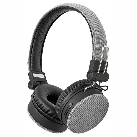 NEDIS sluchátka s látkovým povrchem/ vestavěný mikrofon/ na uši/ bezdrátová/ Bluetooth v5.0/ výdrž 18h/ šedé-černé