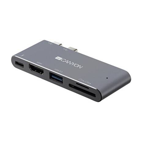CANYON replikátor portů DS-5, 5v1, pro Apple Mackbook s Thunderbolt 3 (USB-C 100W)