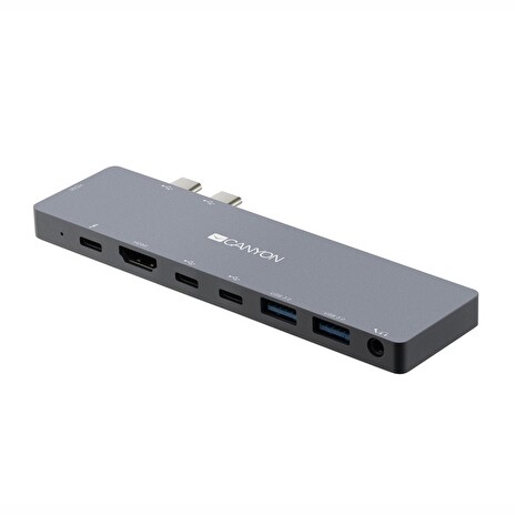 CANYON replikátor portů DS-8, 8v1, pro Apple Mackbook s Thunderbolt 3 (USB-C 87W),1*Type C PD87W+2*Type C data+2*HDMI