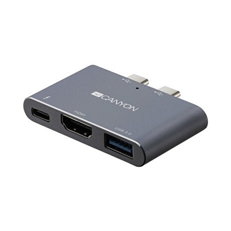 CANYON replikátor portů DS-1, 3v1, pro Apple Mackbook s Thunderbolt 3 (USB-C 100W)