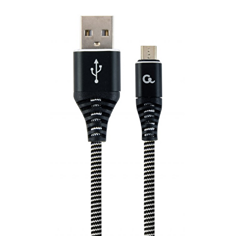 GEMBIRD CABLEXPERT Kabel USB 2.0 AM na MicroUSB (AM/BM), 1m, opletený, černo-bílý, blister, PREMIUM QUALITY