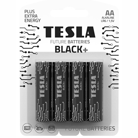 TESLA BLACK+ alkalická baterie AA (LR06, tužková, blister) 4 ks