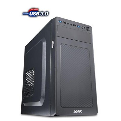 1stCOOL MicroTower STEP 3 USB3+CR, (se čtečkou karet) ver.3, black černý, bez zdroje, microtower mATX (2xUSB3, 2xUSB2, Audio) (PC case)
