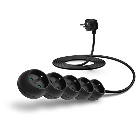 CONNECT IT prodlužovací kabel 230 V, 5 zásuvek, 3 m, bez vypínače (černý)