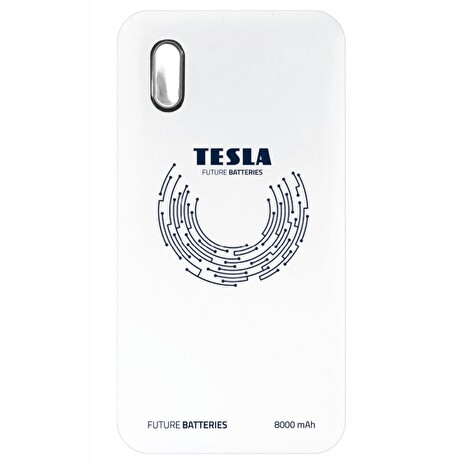 TESLA Power bank QI 10 WIRELESS/ 8000mAh/ microUSB kabel 5V/2,1A/ USB výstup 5V/2A/ Li-pol/ bílá