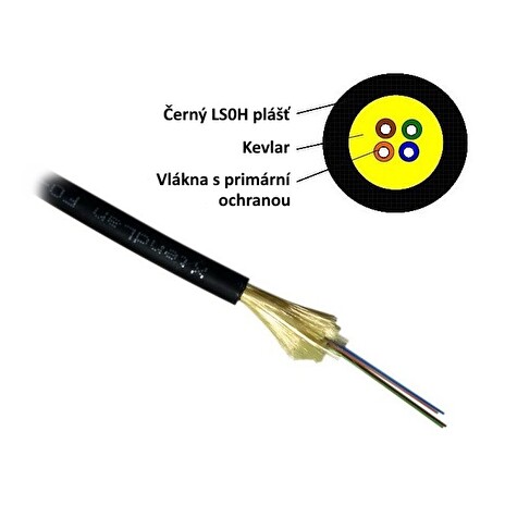 XtendLan FO kabel, 9/125, 12c, DROP, 3,7mm LS0H, černý, G.657A, 1000N, 1km cívka s konektory