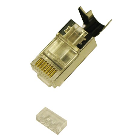 XtendLan Konektor STP RJ45 CAT 7/6A/6, drát, 50u stíněný, skládaný s lisovacím klipem