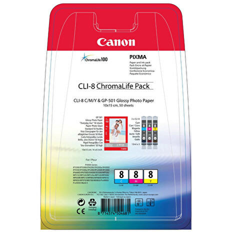 Canon originální ink CLI8CMY, cyan/magenta/yellow, 0621B030