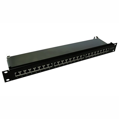 XtendLan Patch panel 19", 24 portů, Cat6a, stíněný, celokovový kryt
